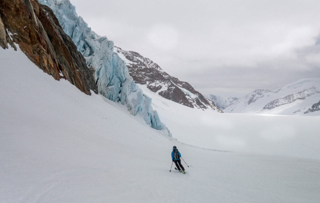 Abfahrt auf dem Aletschgletscher