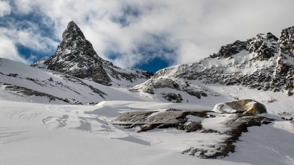 Ski crossing Greina plain
