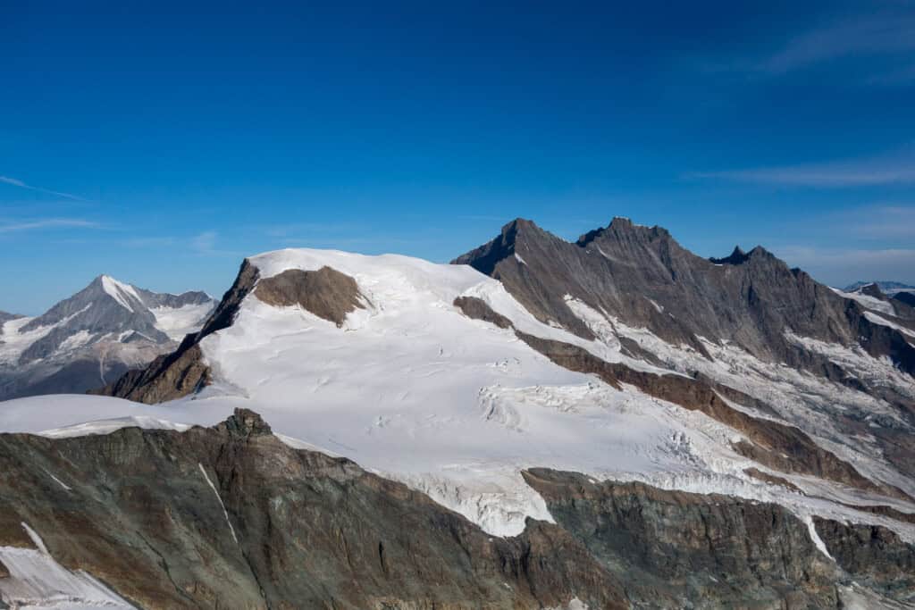 Aussicht vom Allalinhorn: Alphubel, Täschhorn und Dom