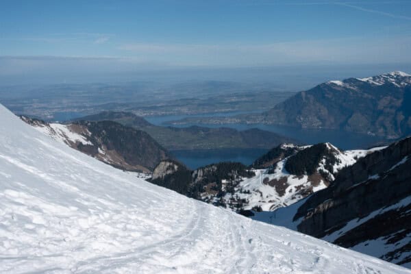 View of Lake Lucerne from Brisen in winter