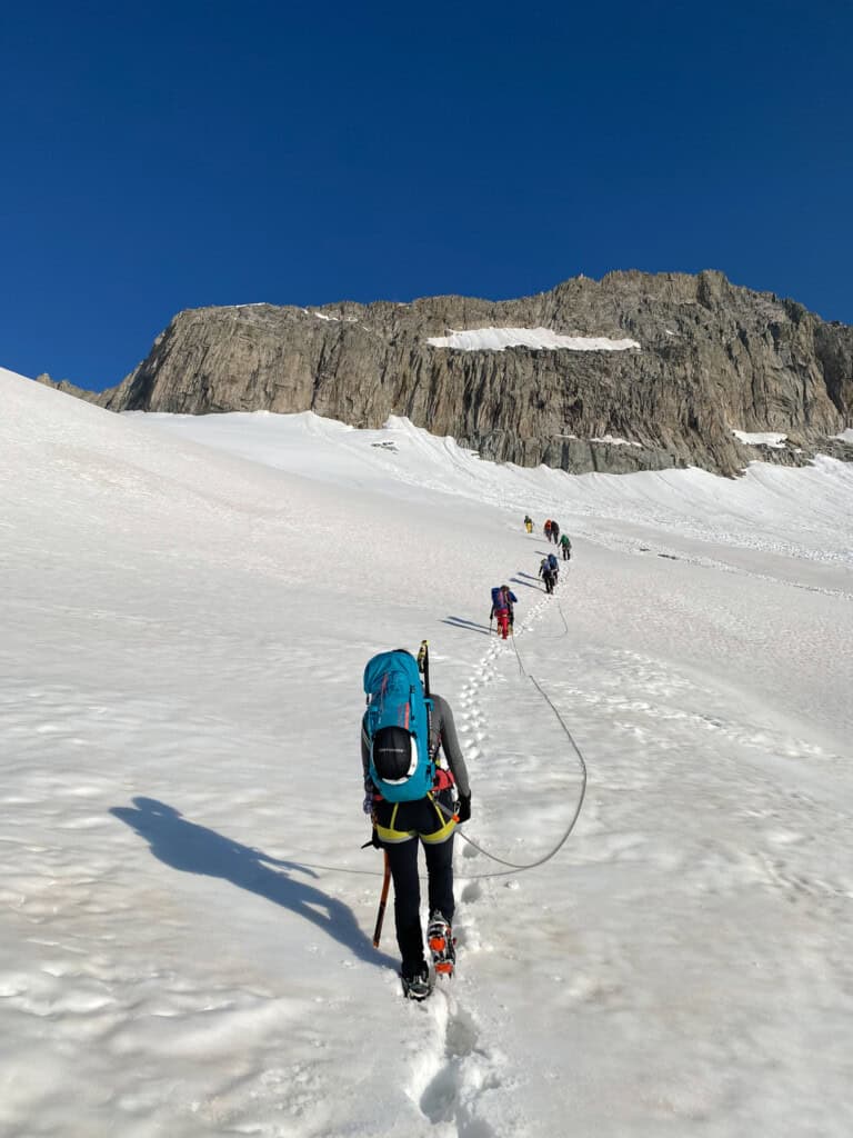 Aufstieg auf dem Gletscher zum Gross Diamantstock