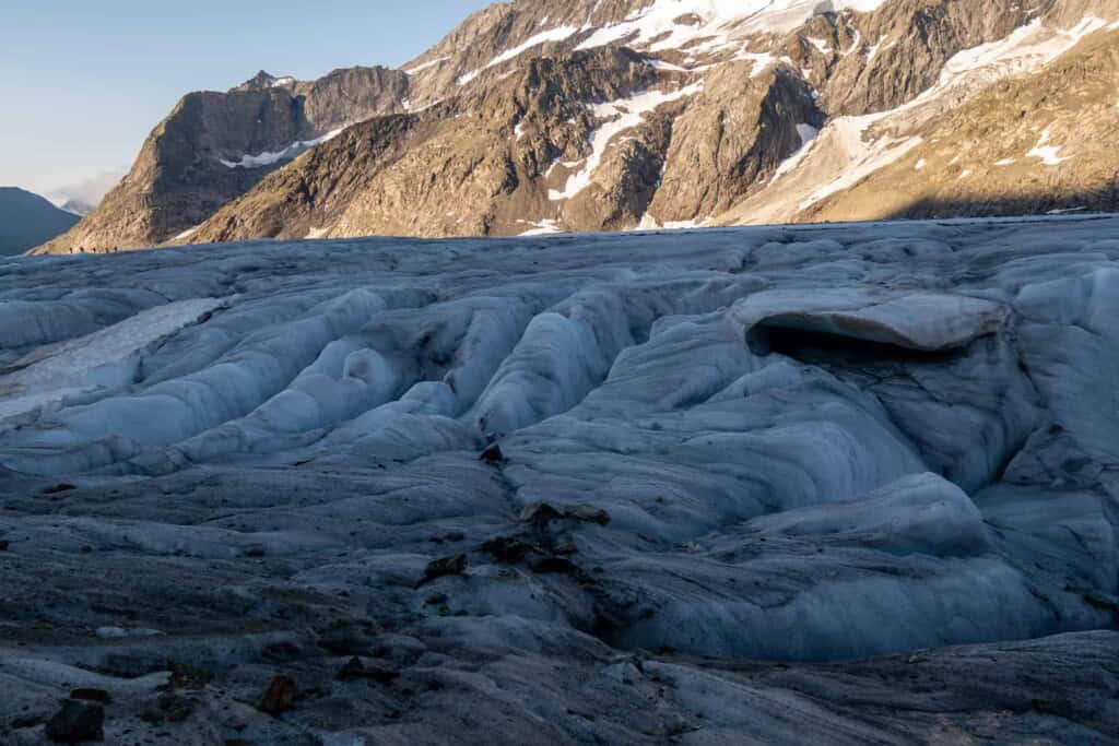 Die Gletscherspalten auf dem Aletschgletscher