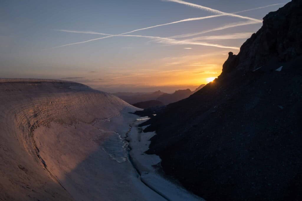 Sonnenaufgang bei der Planurahütte