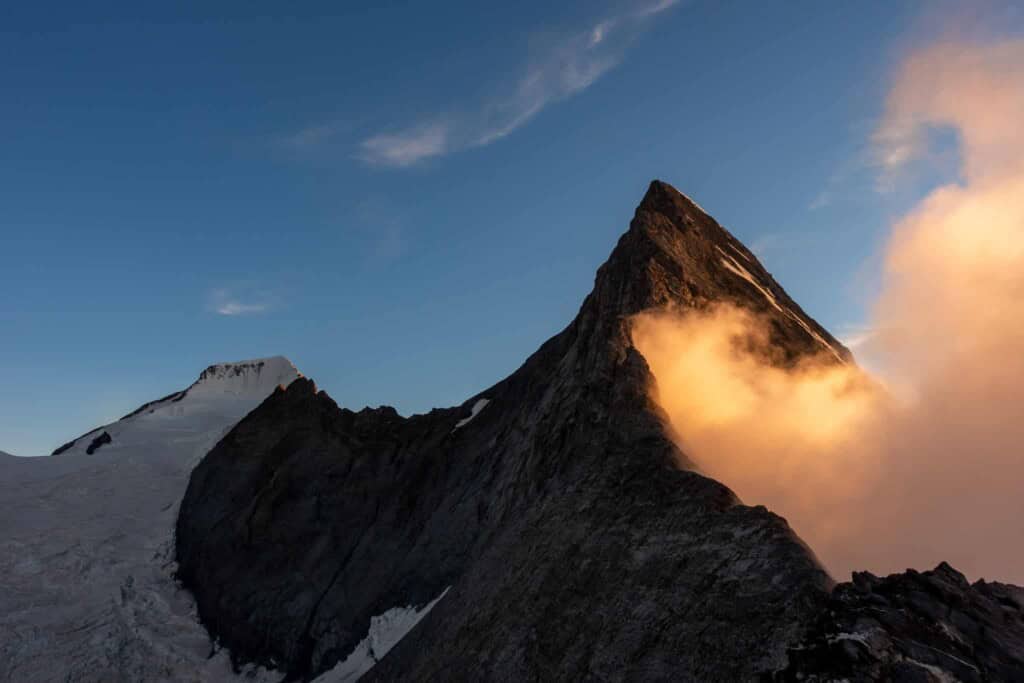 Sonnenuntergang am Eiger von der Mittellegihütte