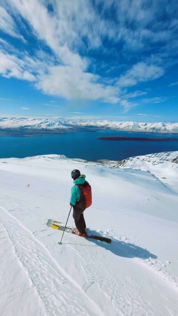 View of the sea from the mountain in Iceland