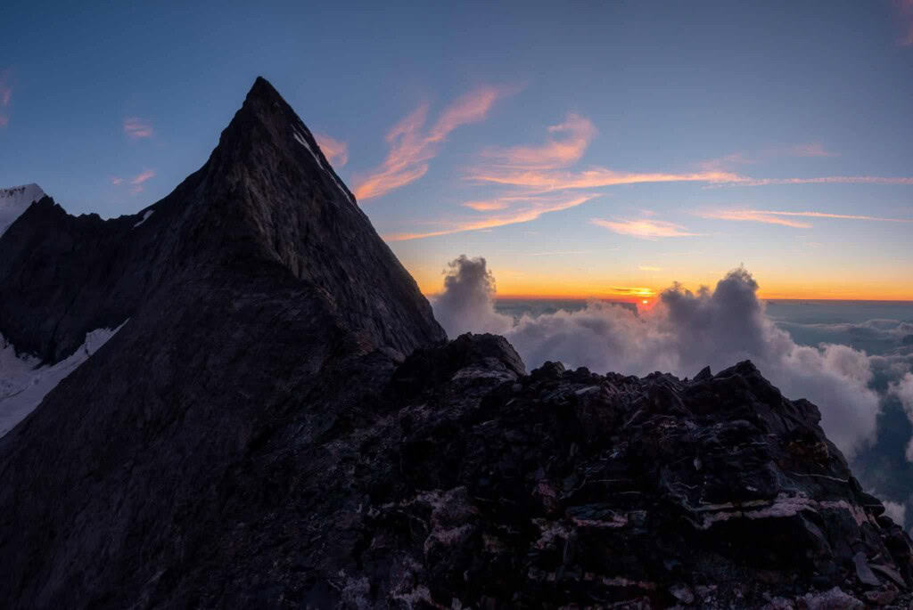 Sonnenuntergang auf der Mittellegihütte