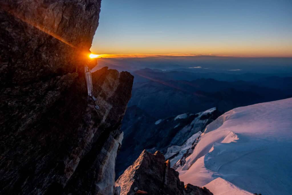 Sonnenaufgang auf der Margherittahütte.