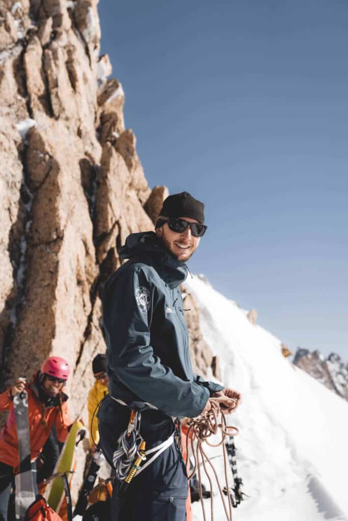 Mountain guide Florian on a ski tour on the Haute Route from Chamonix to Zermatt.