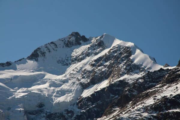 Piz Bernina and Biancograt in profile
