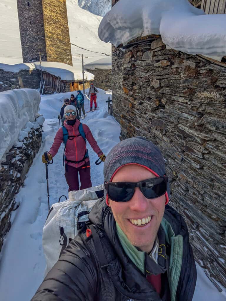 Happy faces on ski tours in Georgia