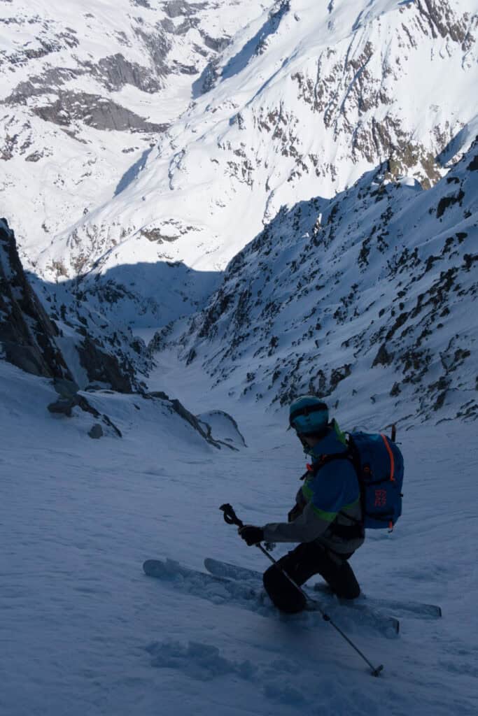 Imposing couloir ski tour Disentis