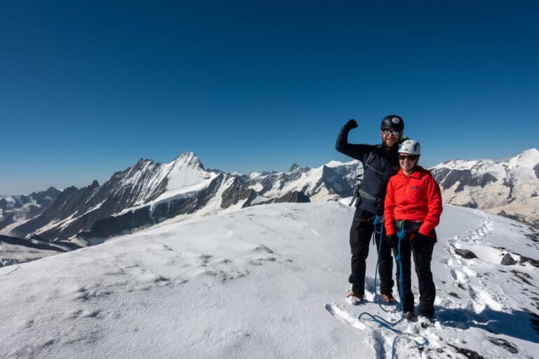 On the summit of the Wetterhorn