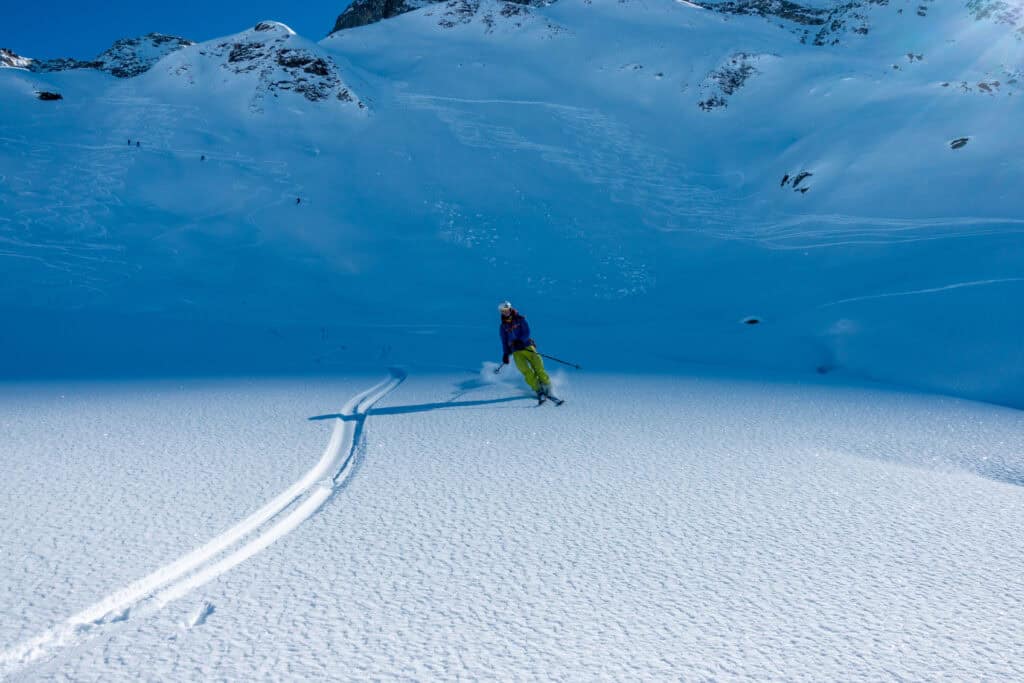 Skiing in the Jenatsch area, above Bivio on the Julier Pass