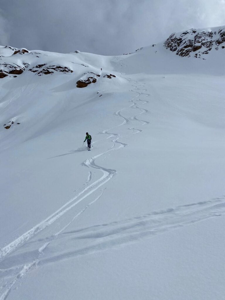 Powder descent on the Cevedale
