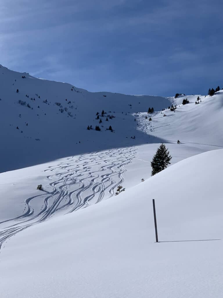 Abfahrtsspuren am Glaubenberg