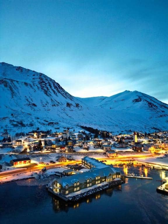 Aerial view of the Siglo Hotel in Iceland